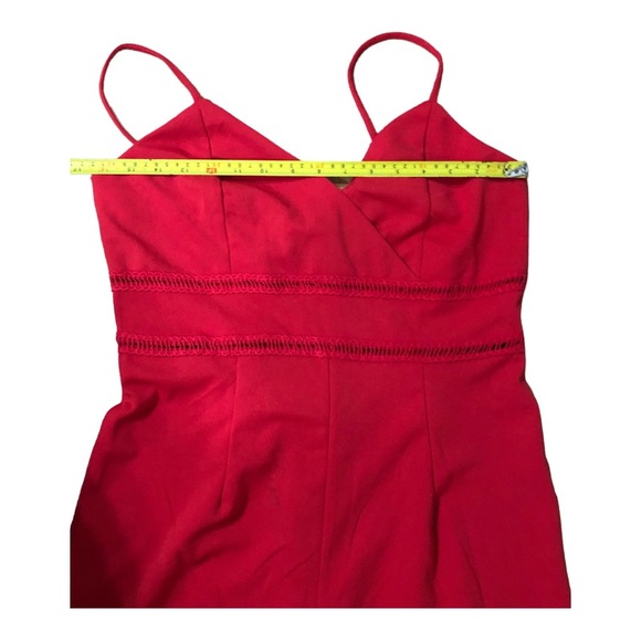 Trixxi Red spaghetti strap v-neck perforated waist jumpsuit size large new‎ - Picture 14 of 16